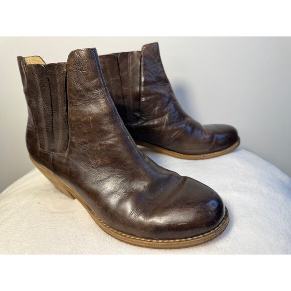 Eileen Fisher Oxblood Brown Leather Booties Ankle Boots 10 - Picture 6 of 8